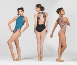 Ballet Rosa Riley High Neck Open Back Leotard Encre Blue -Ballet Costumes Shop Riley1