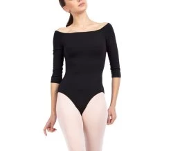 Repetto 3/4 Sleeve Leotard- Black- Back In Stock